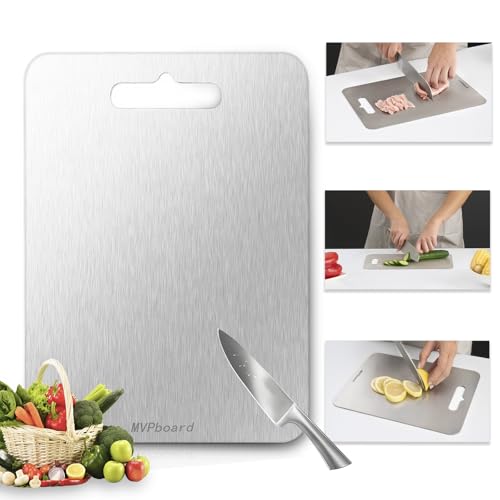 Tabla de Cortar de Titanio Pequeña 9" x 12", Tablas de Cortar 100 % Titanio Puro para Cocina, Tabla de Picar No Tóxica de Titanio, Higiene y Durabilidad para Picnics y Acampadas al Aire Libre, Fácil de Limpiar miniatura 1