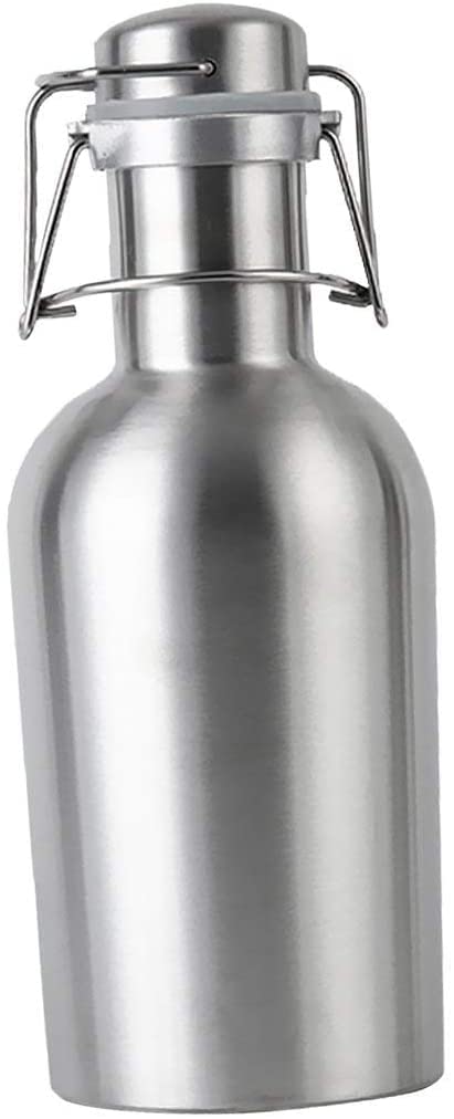 ASEELO Stainless Steel Homebrew Beer Growler, Secure Swing Top Lid, Big Capacity Leak-proof Beer Keg, for Home Brewing Hotel Bar Outdoor (2L)