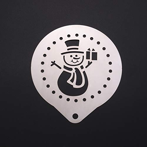 Nuevo Plantilla de café de Navidad de acero inoxidable Plantilla de decoración de pasteles Barista Muñeco de nieve hueco… - Imagen 8