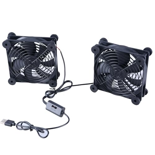 KACCDE Ventilador de refrigeración alimentado por USB, 2 x 120 mm con 3 controles de velocidad ajustables para enrutador y consola de juegos
