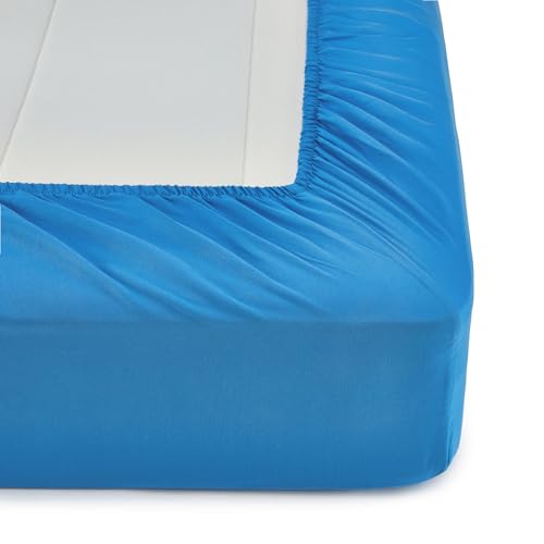 Image of Amazon Basics 7-Piece Soft, Easy-Wash Microfiber Kid's Bed-in-a-Bag Bedding Set with Sheet and Comforter, Full /Queen, Blue, Soft Solid