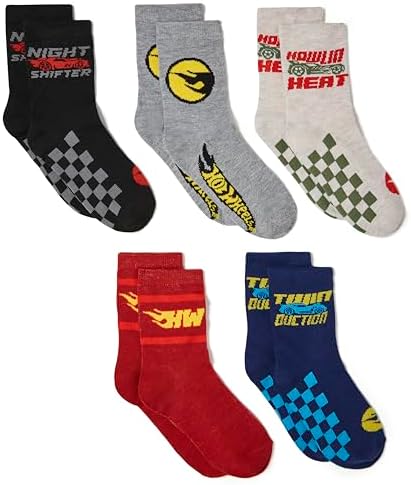 Hot Wheels Boys' Race Car 5 Pack Crew Socks