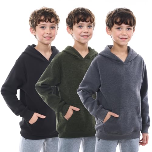 Image of WHITE PEAK TRADING COMPANY 3 Pack Boys Hoodies Fleece Classic Athetic Pullover & Zip-Up Sweatshirts Kids Clothes 6-20