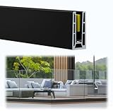 Muzata 1 Pack Glass Railing Base Rail Channel Aluminum Frameless U Base Shoe Fit 12mm or 1/2'' Thick 4.9ft Long Glass Railing System Kit Hardeware with LED Channel Accomodate LED Strip GS50