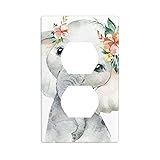 Cute Elephant Single Duplex Outlet Cover Wall Plate Decorative 1 Gang Electrical Receptacle for Kitc
