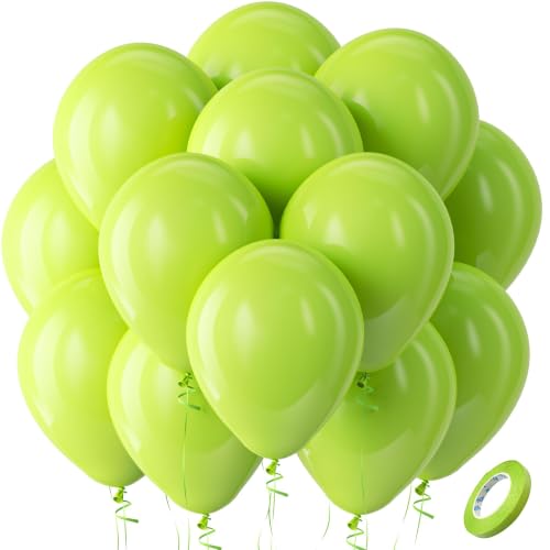 Image of Bezente Lime Green Latex Party Balloons 100 Pack 12 inch