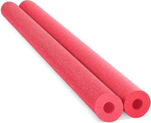 Chochkees Red Floating Pool Noodles Foam Tube 2-Pack, Thick Hollow Noodles for Floating in The Swimming Pool, 52' Inches Long