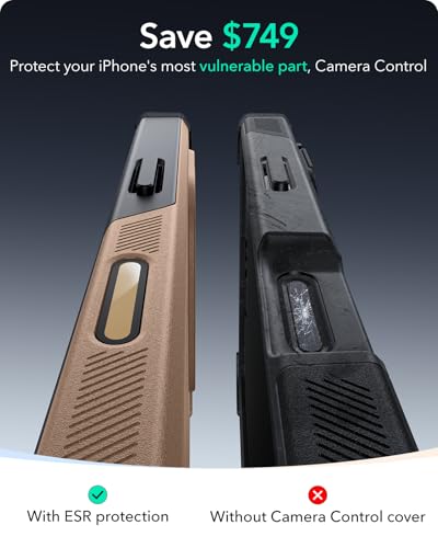 Image of ESR for iPhone 16 Pro Phone Case, 23ft Military-Grade Drop Protection, Shock-Absorbing Rugged Cover, MagSafe Accessories Compatible, Cyber Series, Desert Titanium