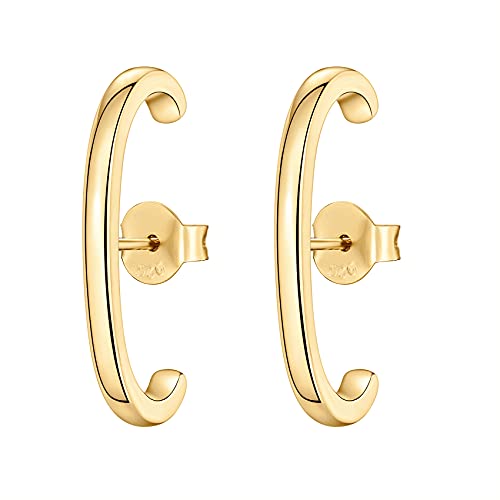 PAVOI 14K Gold Plated 925 Sterling Silver Post Minimalist Suspender Ear Cuff Earrings for Women | Wrap Earlobe Studs3