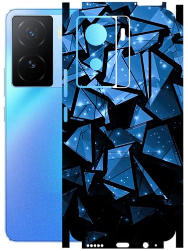 Image of AtOdds - Full Body Back Screen Guard Protector Film - Lamination Wrap Skin Sticker Compatible with IQOO Z7 (5G) | Scratchproof Matte Finish (Blue Crystals)