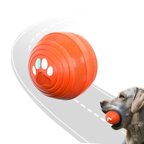 Songsier Palle per Cani di Taglia Giocattolo Interattivo per Cani con Funzione di Rotolamento Automatico. La Palle è Realizzata in Gomma Naturale con Luce a LED e si Ricarica Rapidamente