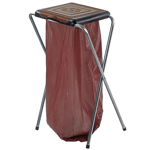KADAX Ständer für Mülltrennung, Stabiler Müllsackhalter mit Kunststoffdeckel, Müllsackständer, Abfallbehälter, Müllbeutelhalter, Müllständer (Einzeln, Braun)