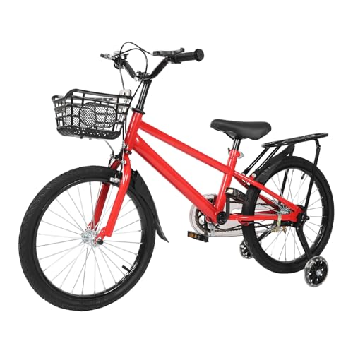 Kids Bike,18 Inch Children Bicycle for kids Ages 6-8 Years Old,Toddler Tricycle with Training Wheels and Front Basket,Armrest Height and Seat Height Adjustable Design,Multiple Color Options (Red)