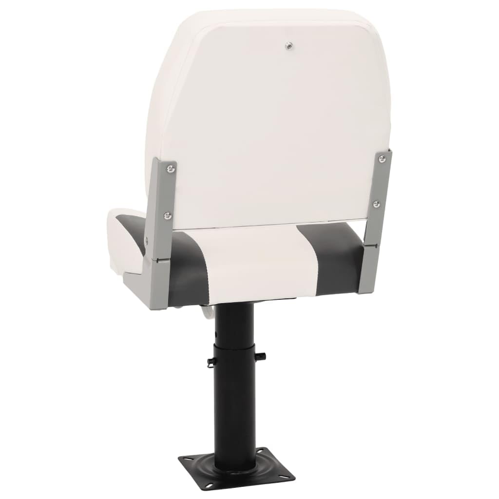 Juego de asientos plegables para barcos con respaldo bajo, consola regulable en altura de 28 a 45,5 cm, PVC y poliuretano, base de acero, 100 kg, para accesorios de velero y yates