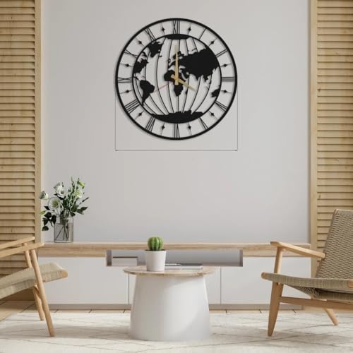 Image of Stylish Metal Analog Wall Clock for Living Room, Bedroom, Office, Kitchen, Home and Hall | Antique Fancy Big Size Modern Wall Watch for Home Decor (Style-7, 60CM)