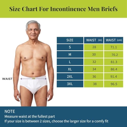 Image of Mens Incontinence Briefs | Absorbs 35ml Of Leaks | Wash & Reuse | Anti Bacterial, Hygienic & Leakproof | Comfy Cotton | Pack Of 1 | White | XL
