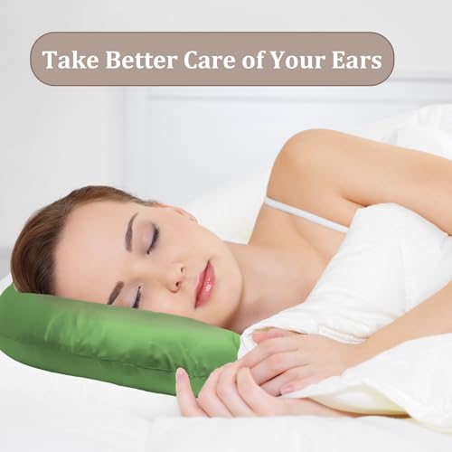 Image of Ear Piercing Pillow for Side Sleepers with Ear Hole, Donut Pillow for Ear with Silky Pillowcase for CNH and Ear Pain Inflammation Pressure Sores Piercing, Ear Guard Pillow (Light Green)