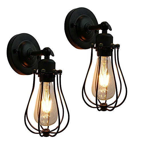 2 pièces -Rétro Metal Murale Applique Luminaire Antique Murale Industriel Supensions Luminaire Plafonnier Lumiere Vintage Edison Lampe Douille E27 Loft Bar Couloir Salle à Manger