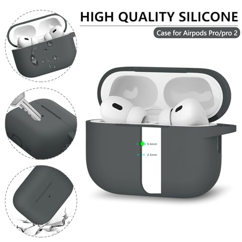 Image of Ljusmicker for AirPods Pro Case Cover with Cleaner Kit,Dark Grey | Silicone Protective Cover for Apple AirPods Pro 2nd /1st Generation Case with Keychain for Women Men,Shockproof