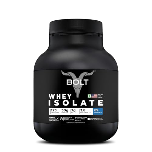 Image of Bolt 100% Whey Isolate Powder | 28g Protein Per Scoop, 7G BCAA | Unflavor | 69 Servings | 5lb,2.268kg | Muscle Recovery | Lean Muscle Support | Fast Absorption | Gluten-Free | Easy to Digest