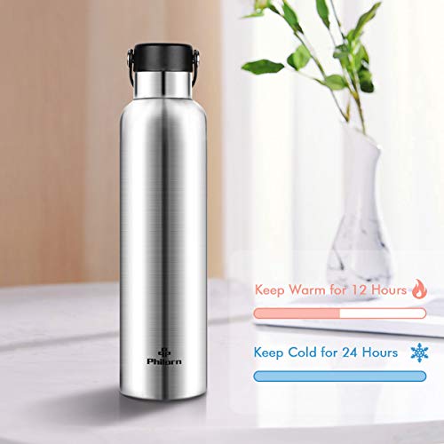 Philorn Botellas para beber Termos de 1000 ml Termos de acero inoxidable Termo de vacío Botellas de agua aisladas de… - Imagen 6