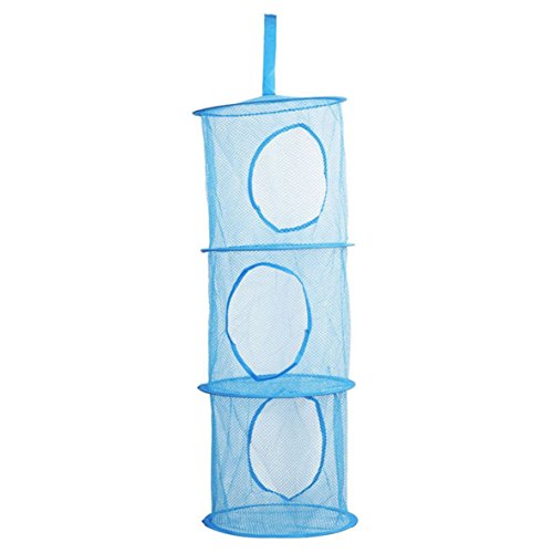 Organizador colgante de red con 3 compartimentos apilables para juguetes, baño o dormitorio