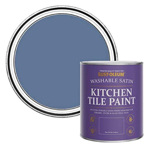 Rust-Oleum Blue water resistant Kitchen Tile Paint in Satin Finish - Blue River 750ml