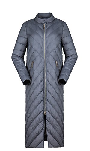 Bosideng Women Full Length Ultra Light Premium Goose Down Coat, Grey, 8