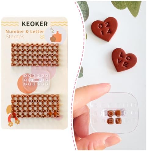 Keoker Number & Letter Stamps for Clay - Polymer Clay Stamps, Gre...