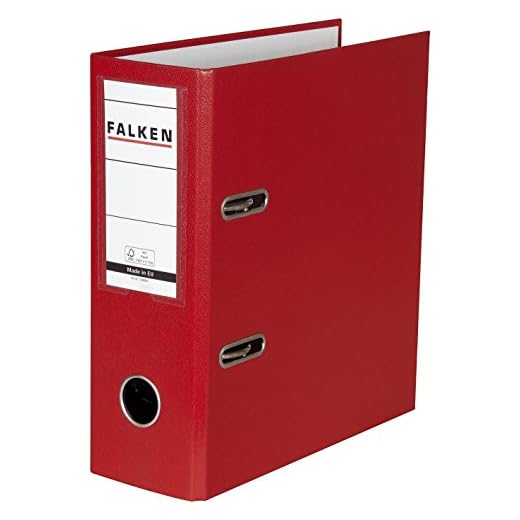 Original Falken PP-Color Kunststoff-Ordner Sonderformat. Made in Germany. 8 cm breit DIN A5 hoch mit Wechselfenster rot Rezepte Ringordner Aktenordner Briefordner Büroordner Plastikordner