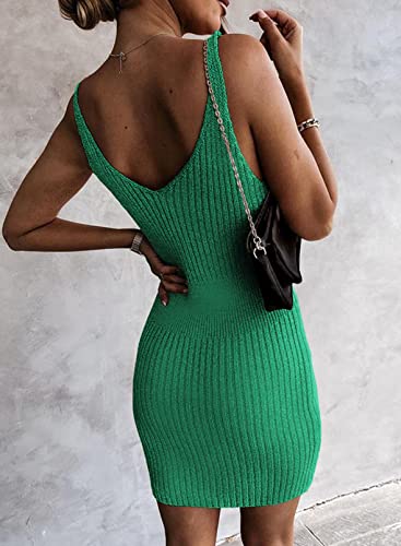 Image of Sidefeel Womens Fall Dresses V Neck Ribbed Knit Tank Mini Date Night Dress