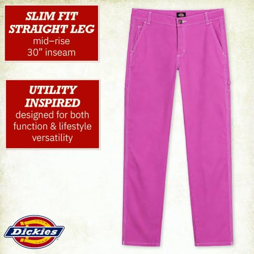 Image of Dickies Womens Casual Slim Fit Carpenter Pant-Non Stretch-Runs Small | Non-Stretch Utility Fabric with Functional Pockets, Runs Small So Size Up, Casual Styling That Pairs with Tees