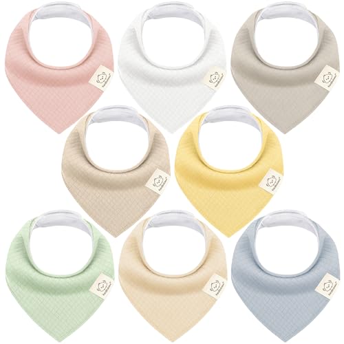 Image of KeaBabies 8-Pack Bandana Bibs for Baby Girls, Boys - Organic Cotton Baby Bibs for Drooling & Teething Newborn, Toddler, Infant 0-36 months, Extra Soft, Absorbent Cloth with Snaps (Dawn/Quin)