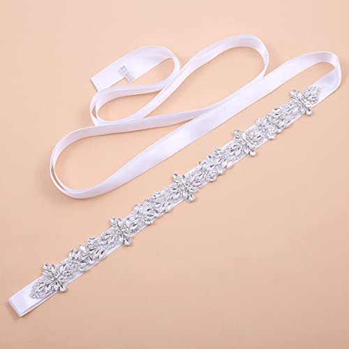 Rhinestone Bridal Belt Handemade Wedding Belt Sashes Bling Wedding Dress Belt (white)3