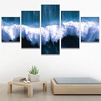 SIGNWIN 5 Panel Canvas Wall Art Beach Blue Coastal Cool Photography Relax/Calm for Home Decorations Ready to Hang - 60