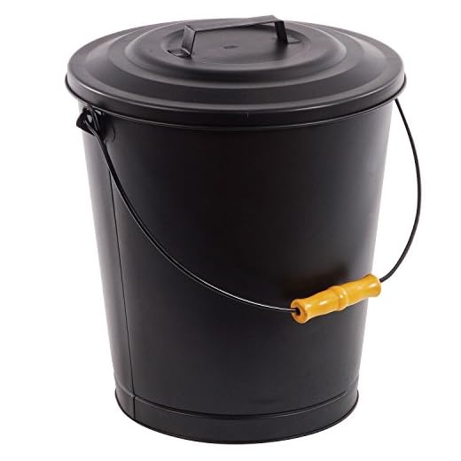 Fireplace Metal Hot Ash Covered Fireproof Bucket with Lid Black