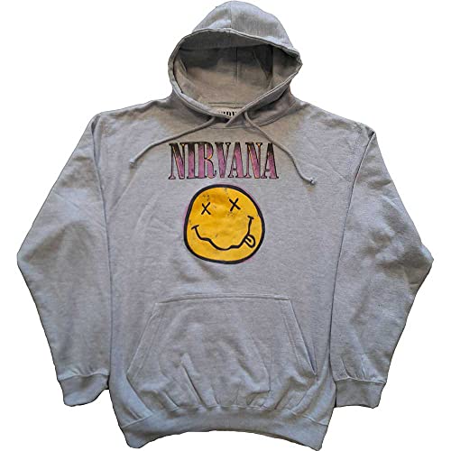 Sweat-shirt à capuche Nirvana Smile gris unisexe taille L