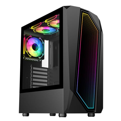 GameMax Time Bandit Black With Infinity Front Panel & Tempered Glass Side Panel ATX PC Gaming Case with 3 x 120mm Infinity PWM Fans & PWM ARGB Hub Included