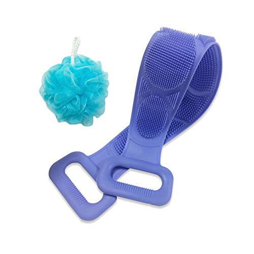 Back Scrubber for Shower Silicone Bath Hand Body Washer Soft Comfortable Exfoliating Texture Scrubbing Pad with One Bath Sponge