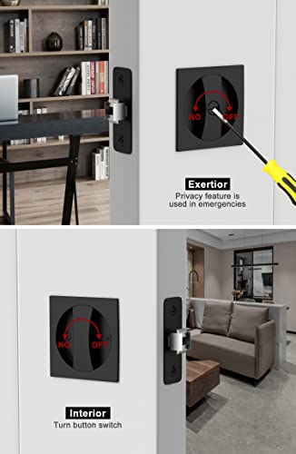 Image of goldenwarm Pocket Door Lock 2 Pack for Bed /Bath, Matte Black Contemporary Privacy Square Pocket Door Hardware, Flush Pocket Door Latch(2-3 /8 inch Backset)