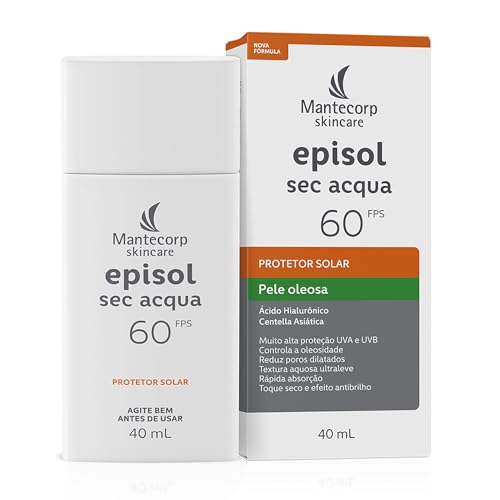 Mantecorp - Protetor Solar Episol Sec Acqua FPS 60 - Base Aquosa Ultraleve - Proteção e Controle da Oleosidade - 40ml