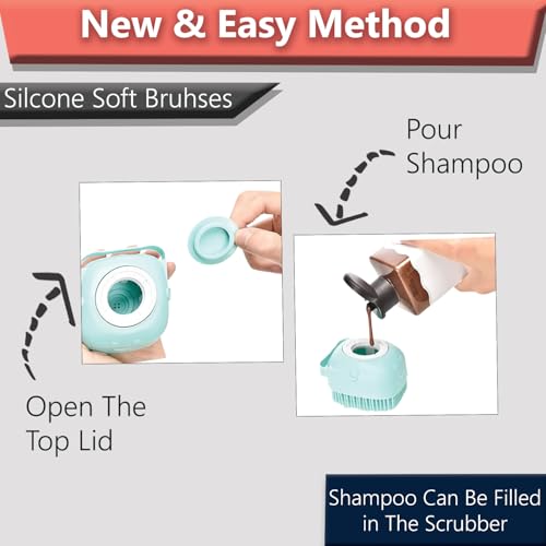Image of TEMPERIA (1 pcs) Scalp Massager with Shampoo Refill Facility - Silicon Head Wash Brush - Scrubber Comb for Oil, Dandruff, Shampoo - Exfoliator Bathing Tools - Ergonomic Design (Random Colors)