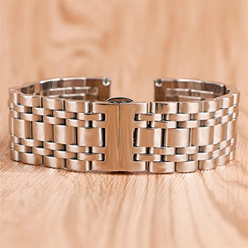 Sangle montre acier inoxydable 22mm bouton dissimulée argenté - 5