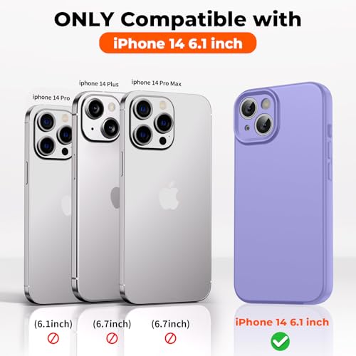 SUPFINE Designed for iPhone 14 Case,Premium Liquid Silicone with [Soft Anti-Scratch Microfiber Lining][Upgraded Camera Protection] Slim Shockproof Phone Case for Men Women Girls,Light Purple - image 2