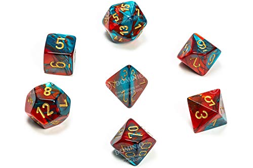Chessex CHX26462 Dice-Gemini Red-Teal/Gold Set