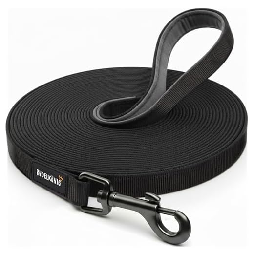 Rudelkönig Schleppleine mit Aufbewahrungsbeutel - 10m/20m - wetterfest & wasserabweisend - robuste Trainingsleine mit Griffpolsterung