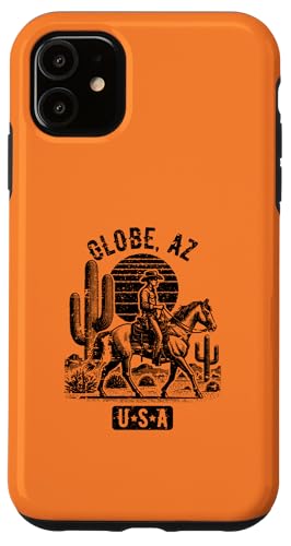 Custodia per iPhone 11 Globe Arizona USA Cowboy Horse Design stile vintage