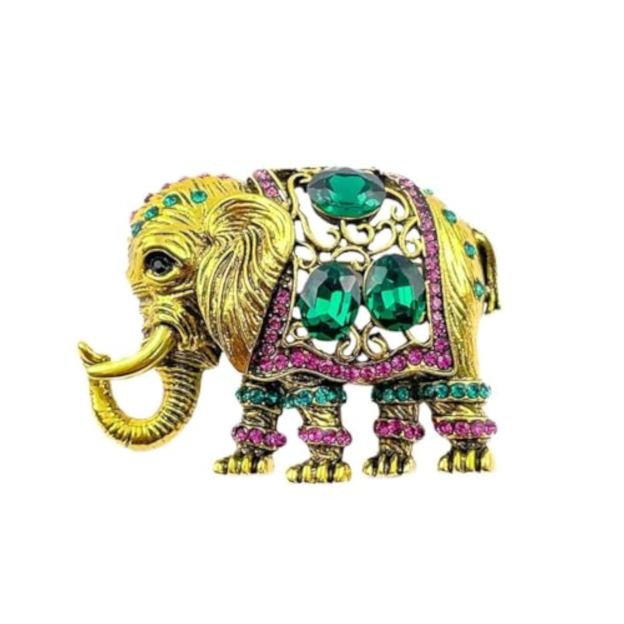 Elephant Brooch for Men, Crystal Studded Lapel Pin