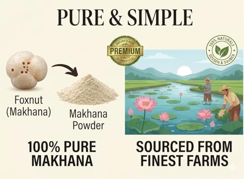Image of PHOOL SWAAD Makhana Powder 100g | 100% Pure Natural Fox Nut Flour | Healthy Lotus Seed Powder for Shake, Porridge | Gluten-Free, High Protein & Weight Loss Diet