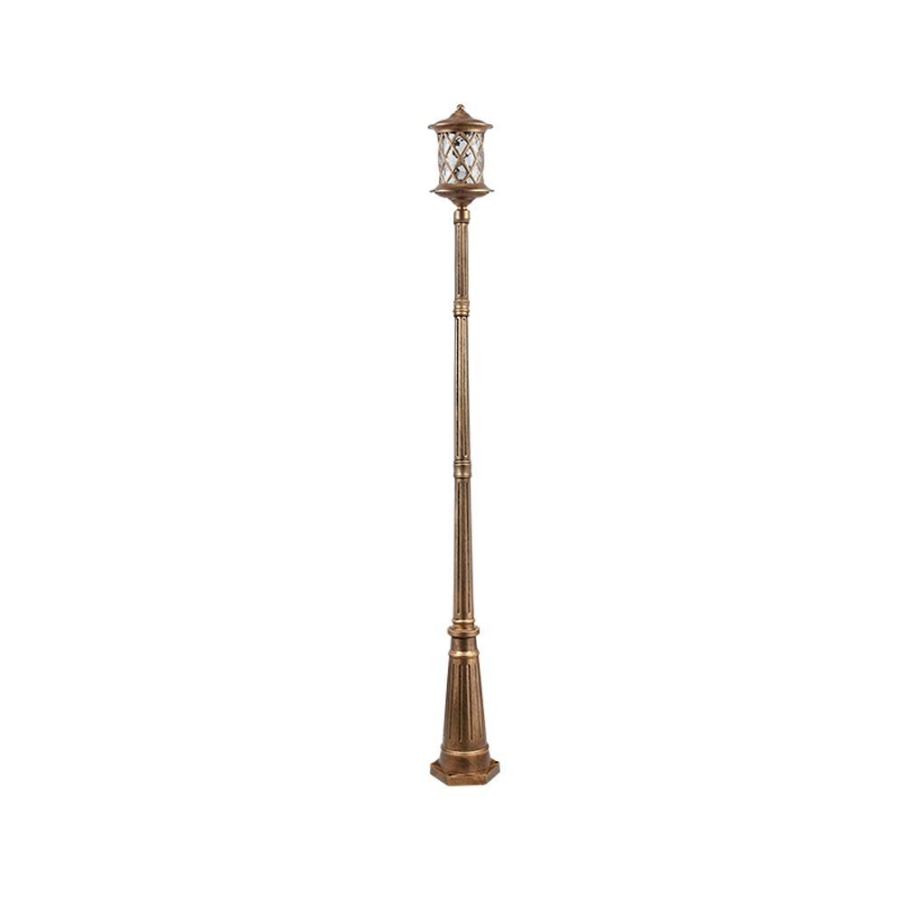 QUSYZD Lamp Post Lights Outdoor, Lamp Post Lights Outdoor, Street Lawn High Pole Glass Lantern E27 Retro Outdoor Ip54 Waterproof Pillar Light European Antique Die-Cast Aluminum,Brass-Height 240cm